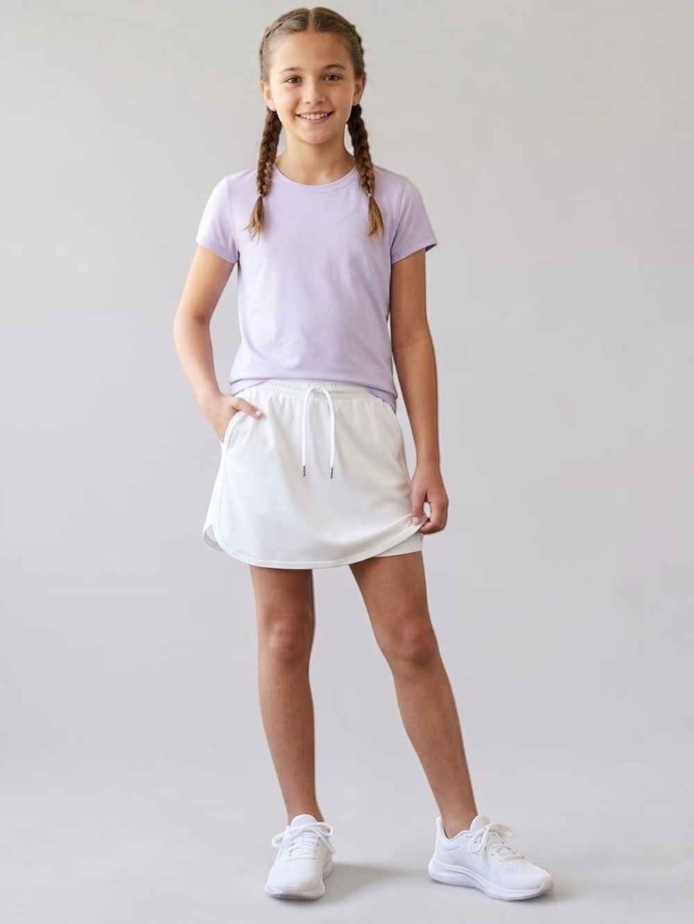 Hanna Andersson White Athletic Tennis Skort Girls Size 12 / 150cm EUC